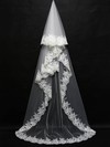 Three-tier White/Ivory Chapel Bridal Veils with Embroidery #LDB03010151