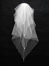 Four-tier White Fingertip Bridal Veils with Sequin/Faux Pearl #LDB03010156