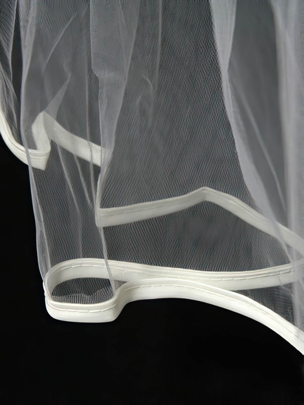Two-tier White/Ivory Elbow Bridal Veils with Ribbon