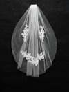 One-tier White/Ivory Fingertip Bridal Veils with Applique #LDB03010161