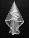 Three-tier White/Ivory Fingertip Bridal Veils with Embroidery #LDB03010163