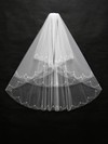 Three-tier White/Ivory Fingertip Bridal Veils with Beading #LDB03010168