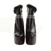 Women's Black Leatherette Pumps with Zipper/Fur #LDB03030263