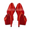 Women's Red Satin Pumps with Ruched #LDB03030272