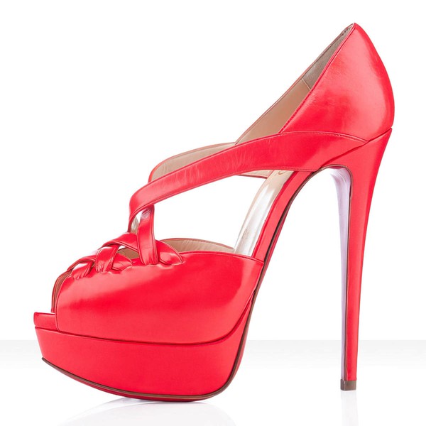 Women's Red Real Leather Pumps #LDB03030287