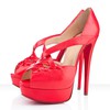 Women's Red Real Leather Pumps #LDB03030287