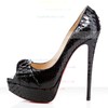 Women's Black Real Leather Pumps with Bowknot #LDB03030291