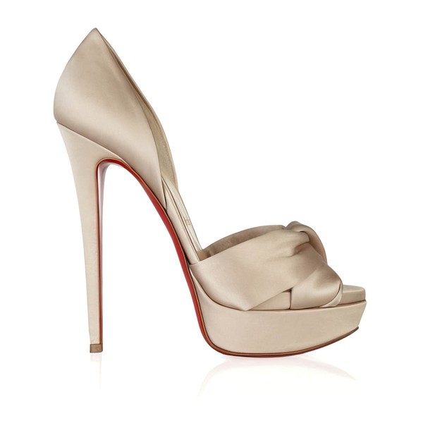Women's Champagne Satin Pumps with Ruched