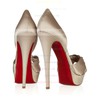 Women's Champagne Satin Pumps with Ruched #LDB03030293