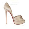 Women's Champagne Satin Pumps with Ruched #LDB03030293