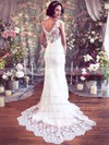 Trumpet/Mermaid Ivory Lace Covered Button V-neck Wedding Dresses #LDB00021351