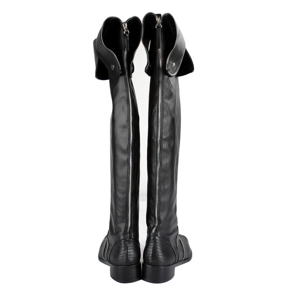 Women's Black Real Leather Closed Toe with Zipper #LDB03030298