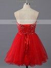 Pretty Ball Gown Sweetheart Crystal Detailing Red Tulle Cocktail Dresses #LDB02019145