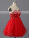 Pretty Ball Gown Sweetheart Crystal Detailing Red Tulle Cocktail Dresses #LDB02019145