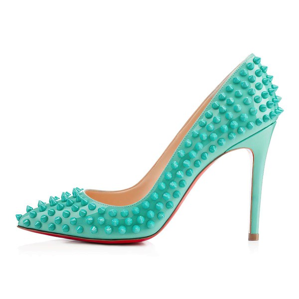 Women's Green Patent Leather Closed Toe with Rivet #LDB03030307