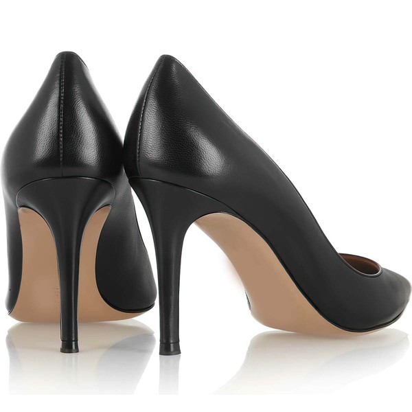 Women's Black Real Leather Pumps
