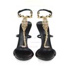 Women's Black Real Leather Pumps with Buckle/Crystal #LDB03030327