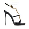 Women's Black Real Leather Pumps with Buckle/Crystal #LDB03030327