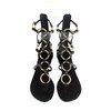 Women's Black Patent Leather Sandals with Zipper #LDB03030333