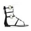 Women's Black Patent Leather Sandals with Zipper #LDB03030333