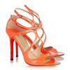 Women's Orange Patent Leather Pumps with Buckle #LDB03030338