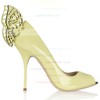 Women's Yellow Patent Leather Peep Toe with Rivet #LDB03030348