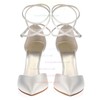 Women's White Satin Pumps with Buckle #LDB03030349