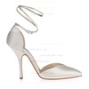Women's White Satin Pumps with Buckle #LDB03030349