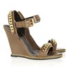 Women's Brown Real Leather Pumps with Buckle/Chain #LDB03030351