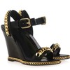 Women's Black Real Leather Pumps with Buckle/Chain #LDB03030352