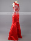 Gorgeous Sheath/Column White Elastic Woven Satin Sequins Scoop Neck Prom Dress #LDB02019150