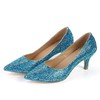 Women's Blue Real Leather Pumps with Crystal #LDB03030360