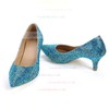 Women's Blue Real Leather Pumps with Crystal #LDB03030360