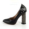 Women's Black Real Leather Closed Toe with Rivet #LDB03030361