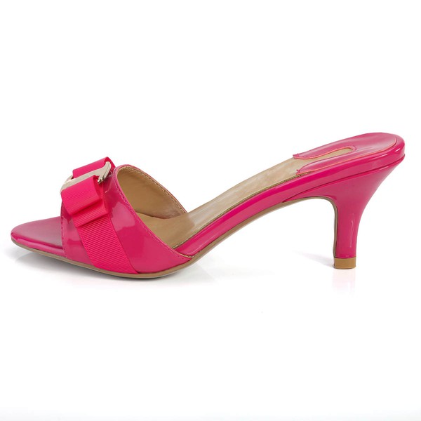 Women's Fuchsia Patent Leather Pumps with Buckle #LDB03030363