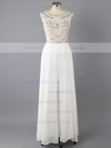 Chiffon Sheath/Column Beading Scoop Neck Cap Straps Long Prom Dresses #LDB02019151