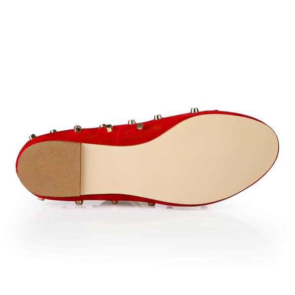 Women's Red Suede Closed Toe with Rivet