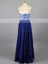 Popular Royal Blue Chiffon Sheath/Column Appliques Lace Sweetheart Prom Dress #LDB02019152