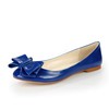 Women's Blue Real Leather Flats with Bowknot #LDB03030379