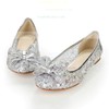 Women's Silver Real Leather Flats with Bowknot/Sequin #LDB03030383