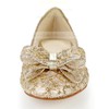Women's Light Golden Real Leather Closed Toe with Bowknot/Sequin #LDB03030384