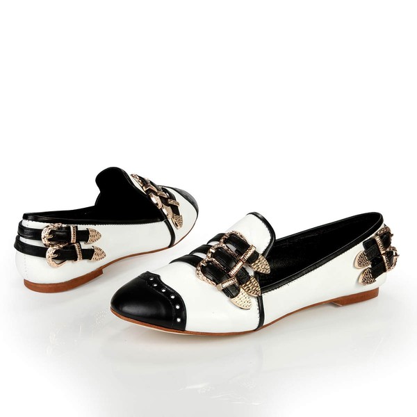 Women's White Patent Leather Closed Toe with Buckle #LDB03030386