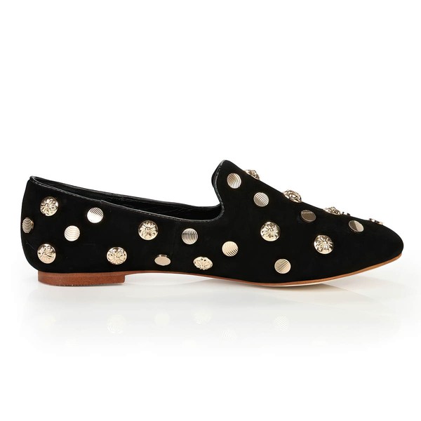 Women's Black Suede Closed Toe with Rivet #LDB03030387