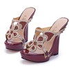Women's Burgundy Patent Leather Sandals with Crystal #LDB03030394