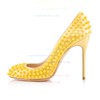 Women's Yellow Patent Leather Pumps with Rivet #LDB03030402