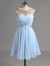 Scoop Neck Royal Blue Chiffon Crystal Detailing Short/Mini Sweet Prom Dress #LDB02042461