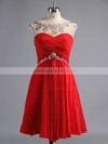 Scoop Neck Royal Blue Chiffon Crystal Detailing Short/Mini Sweet Prom Dress #LDB02042461