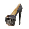 Women's Black Sparkling Glitter Pumps with Sparkling Glitter/Rivet #LDB03030407