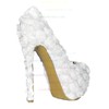 Women's White Lace Pumps with Flower #LDB03030408