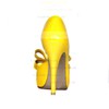 Women's Yellow Patent Leather Pumps with Bowknot #LDB03030420